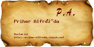 Priher Alfréda névjegykártya